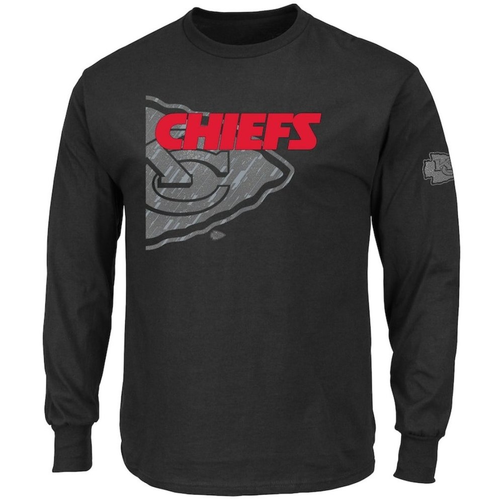 Majestic Kansas City Chiefs Big & Tall Reflective L/S T-Shirt, Black